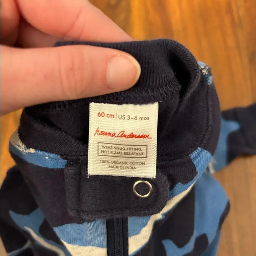 Hanna Andersson navy shark footless one piece pajamas